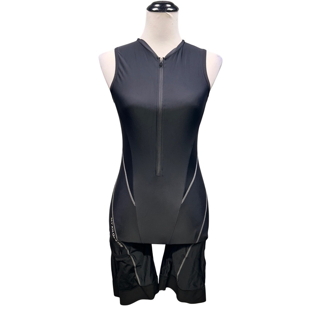 MY KILOMETRE Triathlon Suit Women Large Black Padded Cycling Suit Sleeveless